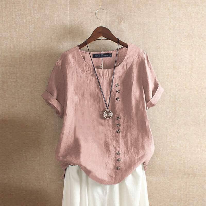 Einfarbige Asymmetrische Bluse – Nadine Einfarbige Asymmetrische Bluse – Nadine Louise Perrin Rosa S 