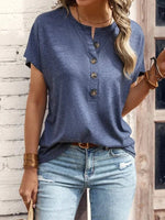 Uni-Bluse mit Knöpfen – Alix Uni-Bluse mit Knöpfen – Alix Louise Perrin Blau S 