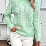 Gestrickter Zopf-Pullover – Manon Gestrickter Zopf-Pullover – Manon Louise Perrin Minzgrün S 