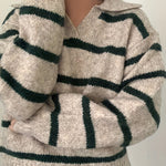 Gestreifter Pullover mit Kragen – Solange Gestreifter Pullover mit Kragen – Solange Louise Perrin Dunkelgrüne Streifen M 