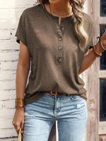 Uni-Bluse mit Knöpfen – Alix Uni-Bluse mit Knöpfen – Alix Louise Perrin Marron S 
