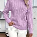 Gestrickter Zopf-Pullover – Manon Gestrickter Zopf-Pullover – Manon Louise Perrin Violett S 