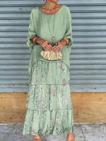 Langes Kleid Solène Langes Kleid Solène Louise Perrin Vert clair imprimé S 