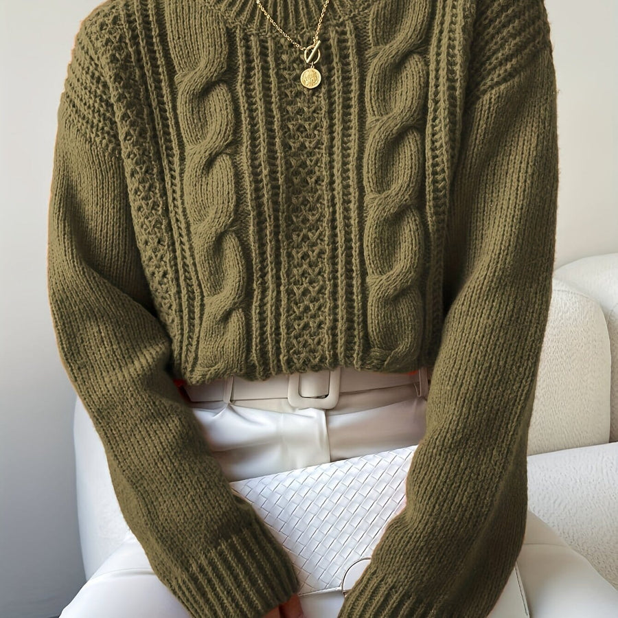 Gestrickter Zopfpullover – Brigitte Gestrickter Zopfpullover – Brigitte Louise Perrin Armeegreen S 
