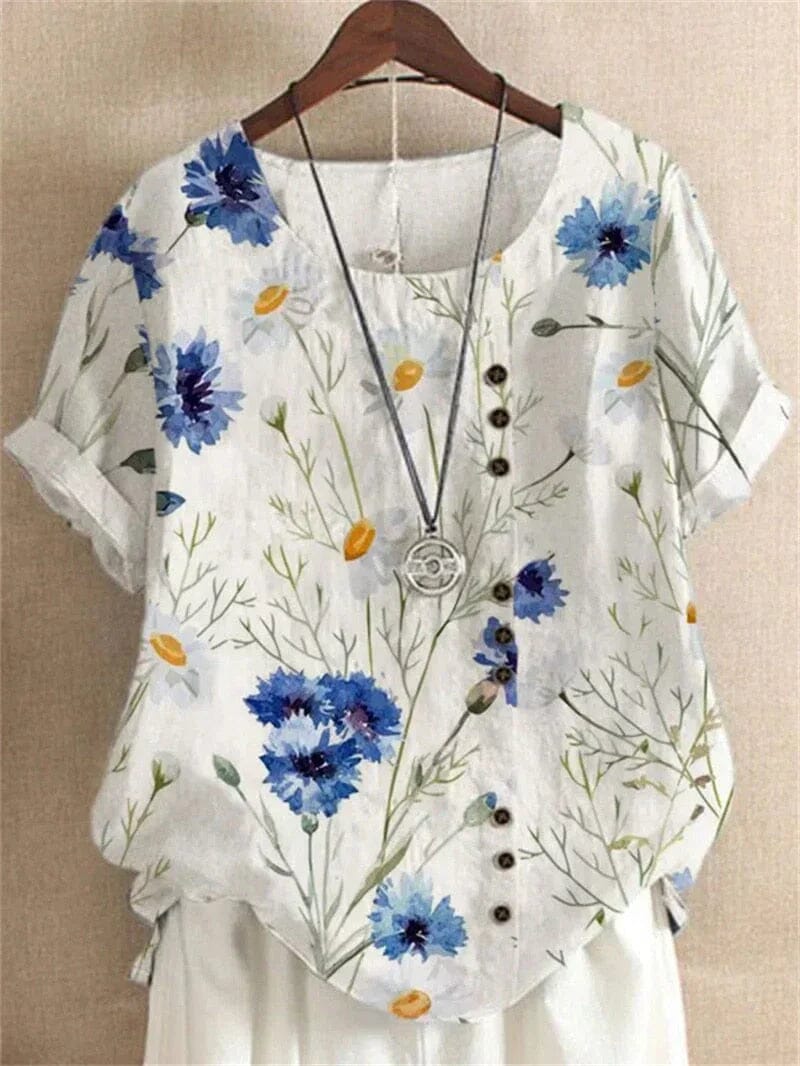 Bluse mit Blumenmuster – Nadège Bluse mit Blumenmuster – Nadège Louise Perrin Blanc à Fleurs Bleues S 