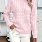 Gestrickter Zopf-Pullover – Manon Gestrickter Zopf-Pullover – Manon Louise Perrin Blasses Rosa S 