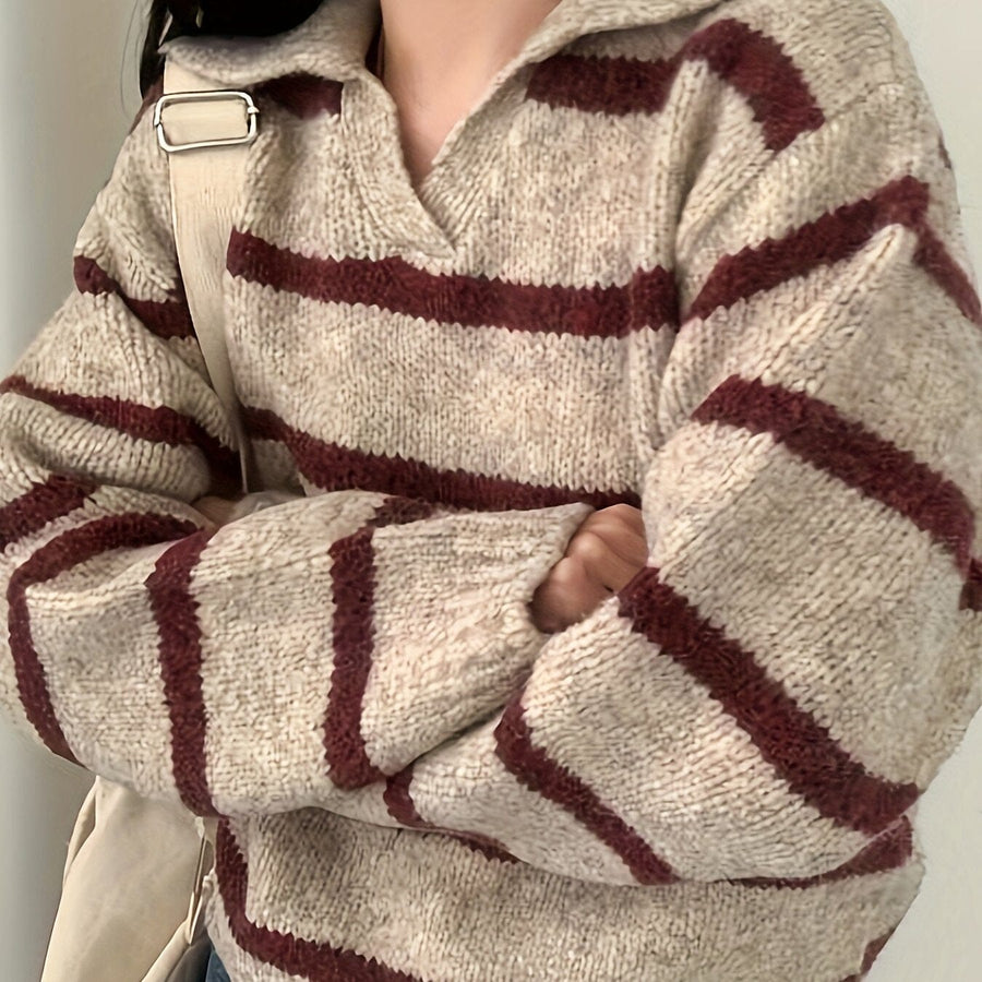 Gestreifter Pullover mit Kragen – Solange Gestreifter Pullover mit Kragen – Solange Louise Perrin Bordeauxstreifen M 